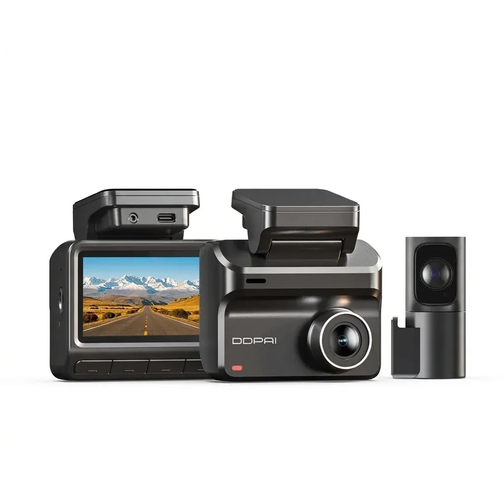 מצלמת דרך DDPAI Z50 Pro עם מצלמה אחורית