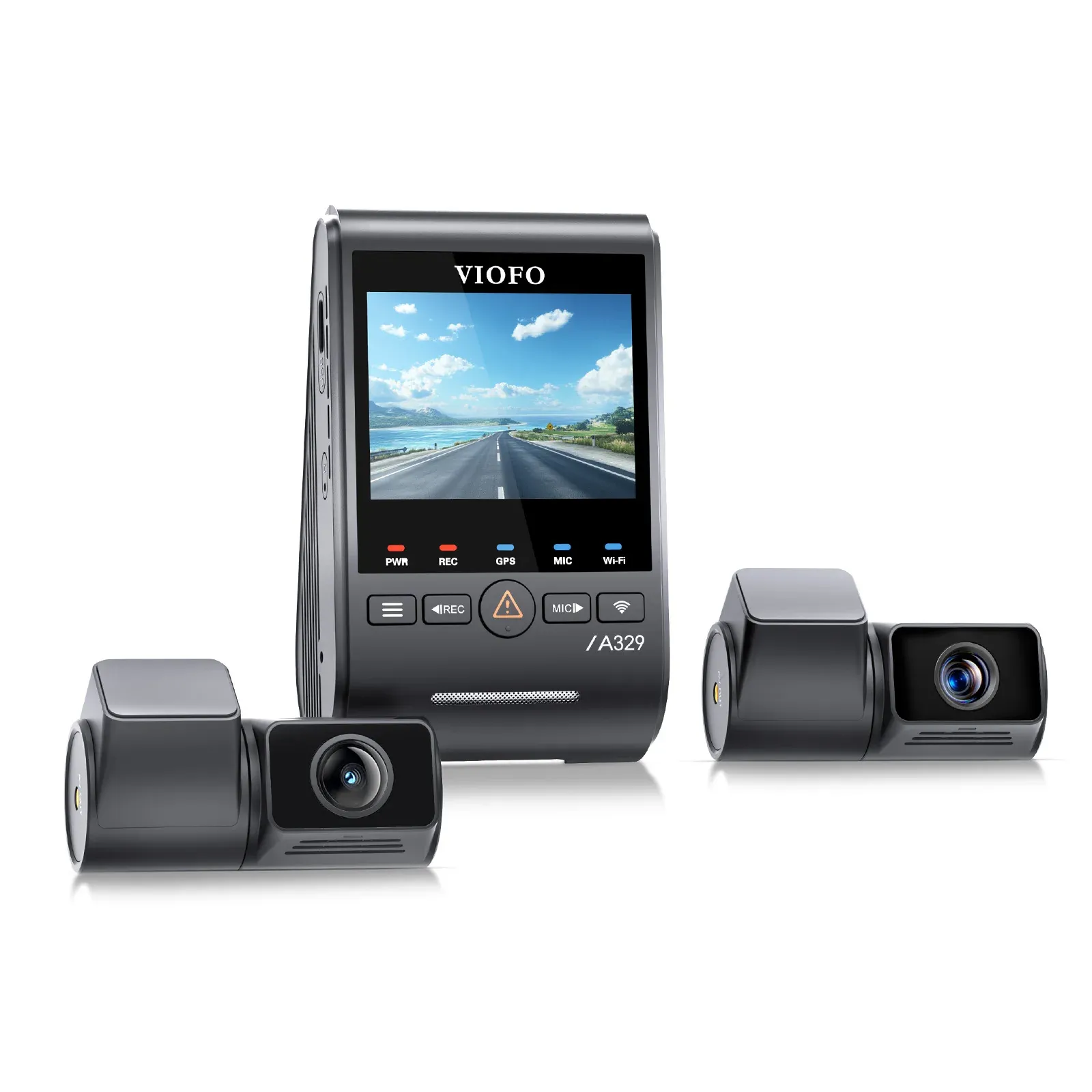 מצלמת דרך VIOFO A329T תלת־ערוצית 4K עם GPS ו‑Wi‑Fi 6
