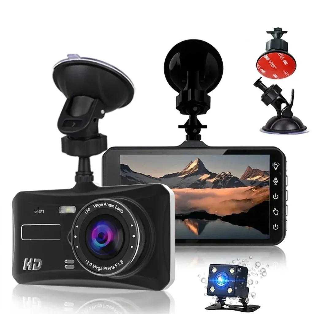 מצלמת דרך מראה כפולה 1080P עם מסך מגע 4 אינץ׳