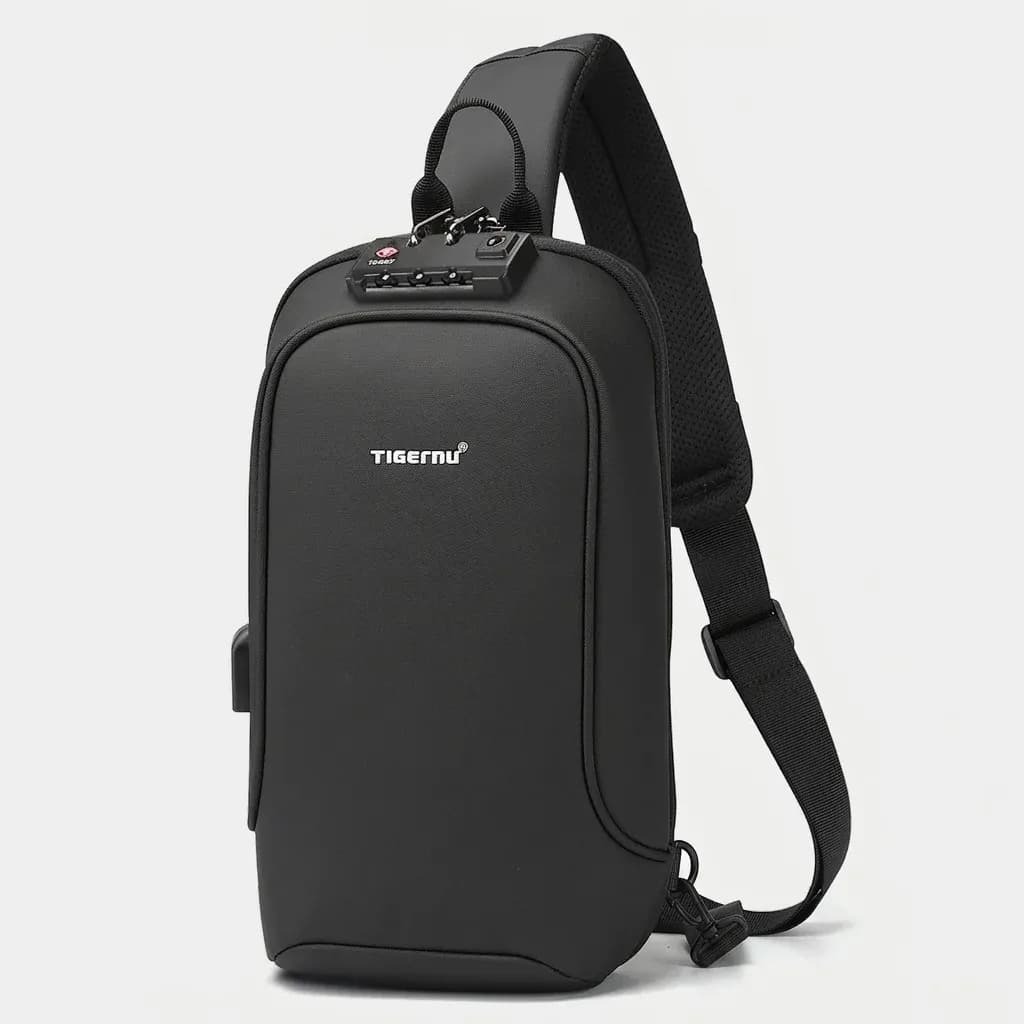 תיק חזה שחור Tigernu עם USB