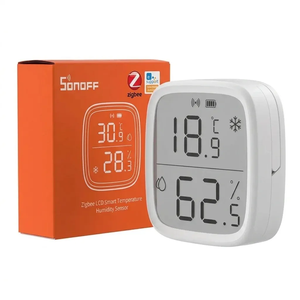 חיישן טמפרטורה ולחות חכם SONOFF SNZB-02D עם מסך LCD ותמיכה ב-Zigbee