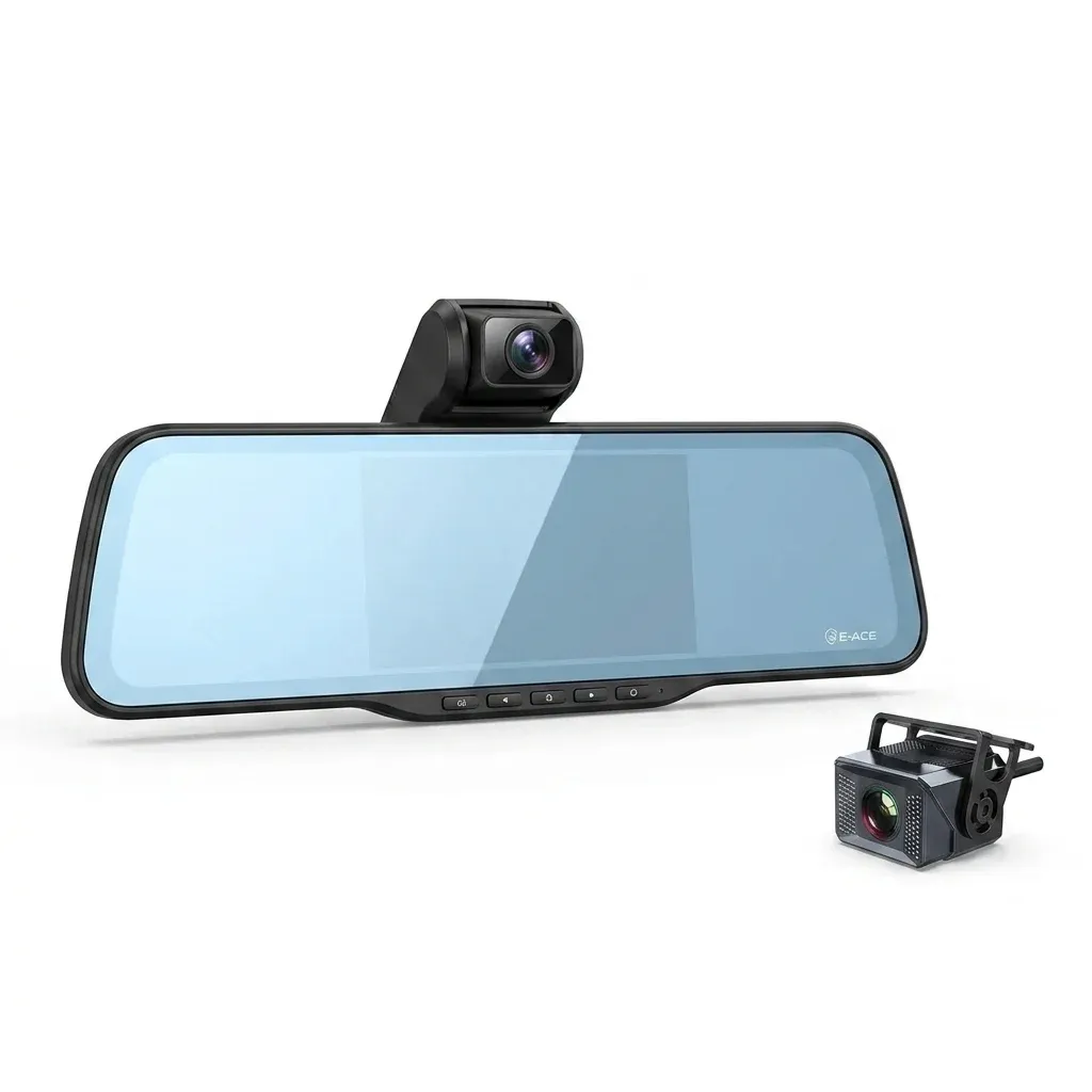 מראת דרך E-ACE 12 אינץ׳ 4K עם GPS ו‑Wi‑Fi
