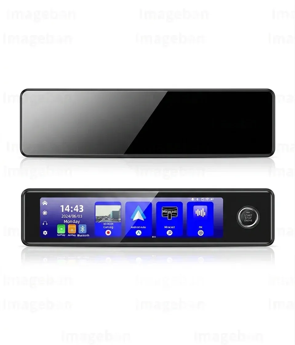 מראת דרך חכמה 4K עם CarPlay, Android Auto ו‑Wi‑Fi