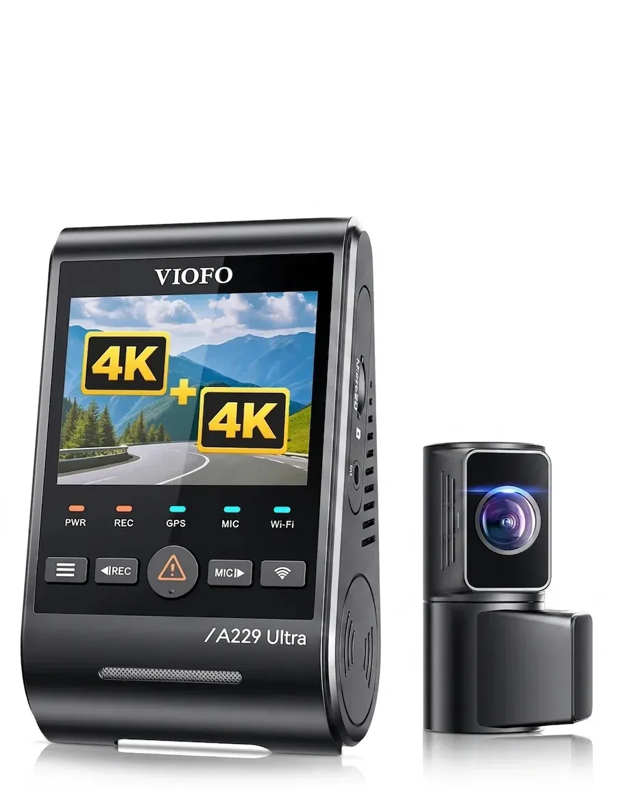 מצלמת דרך Viofo A229 Ultra דו־ערוצית 4K קדמית ואחורית