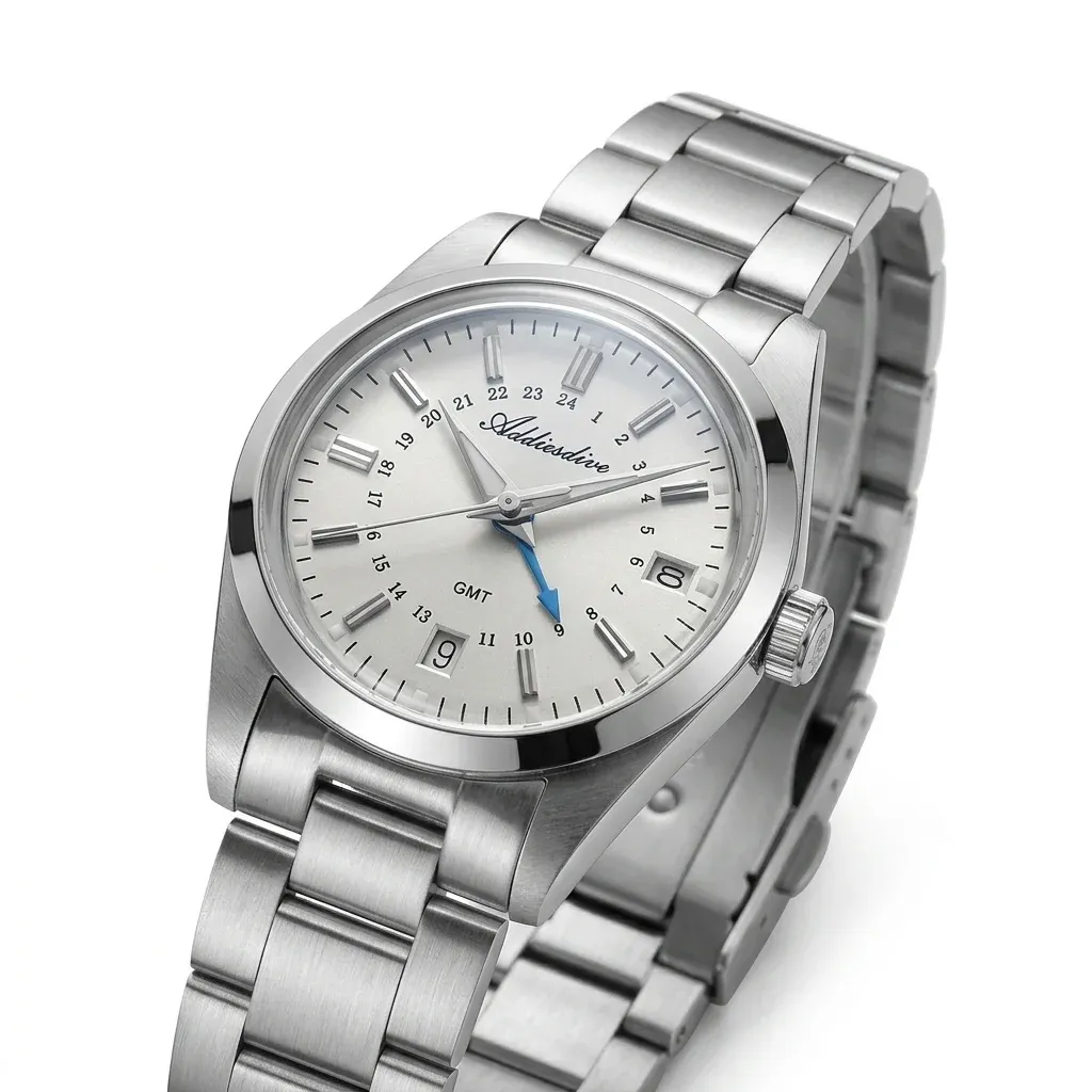 שעון ADDIESDIVE GMT כסוף 36 מ״מ