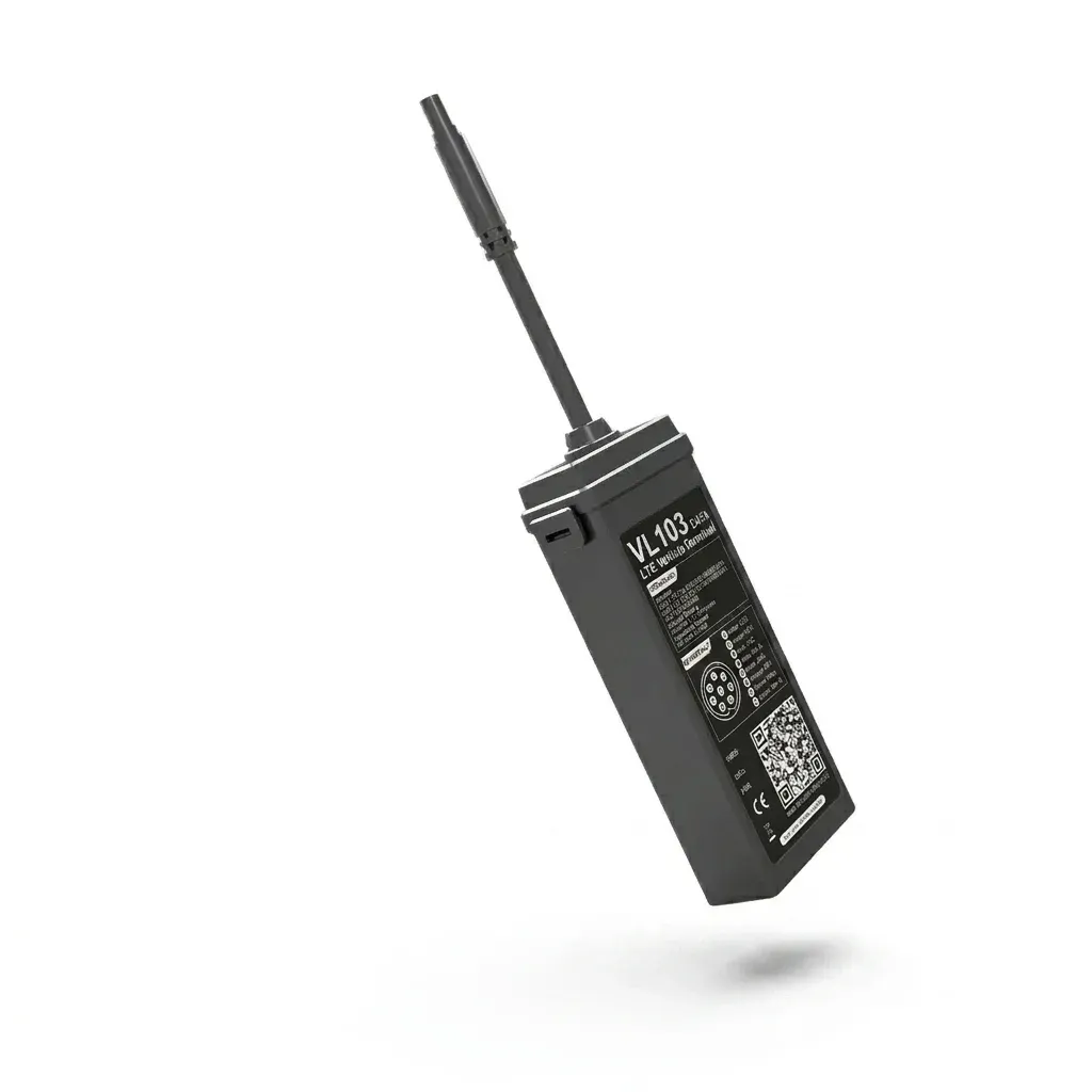 עוקב GPS 4G קומפקטי שחור עם אנטנה