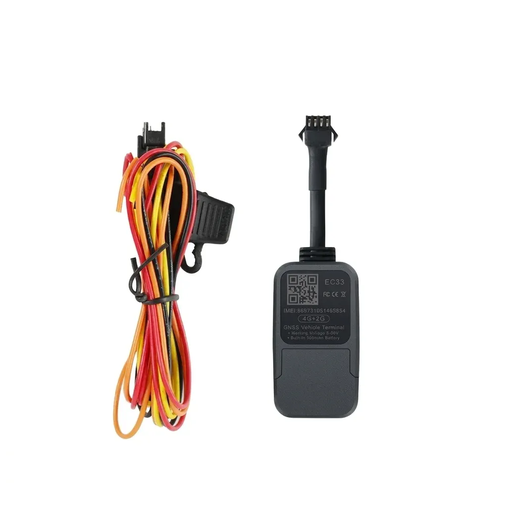 עוקב GPS שחור עם חיווט צבעוני