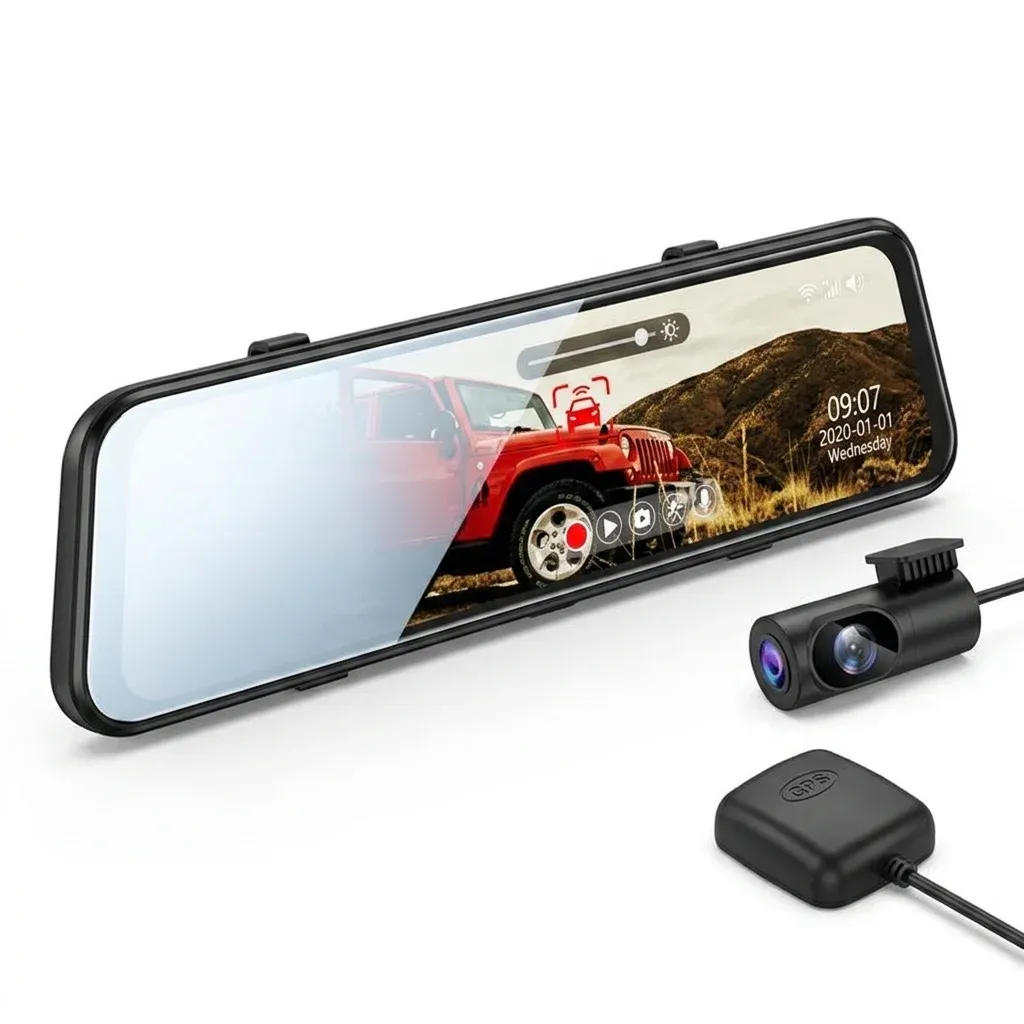 מראת דרך 4K עם מצלמה כפולה ו-GPS