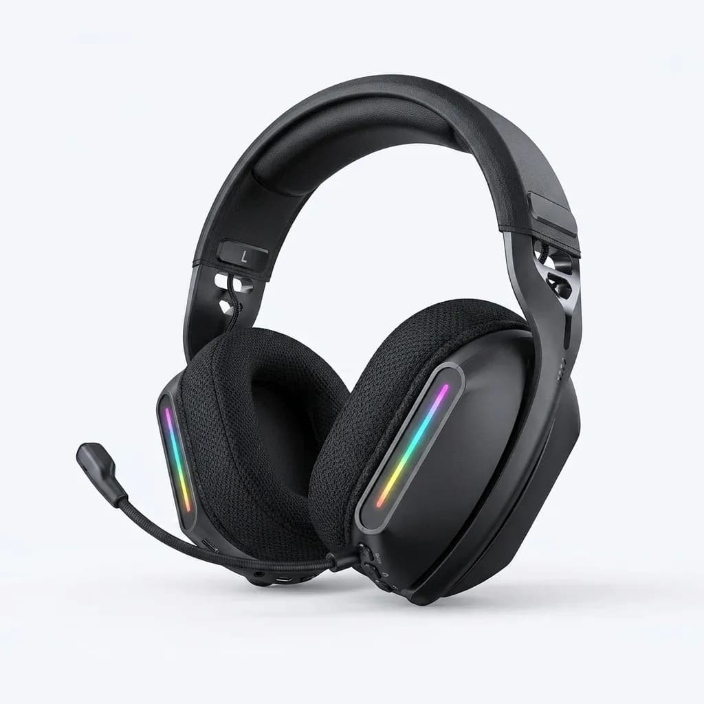 אוזניית גיימינג אלחוטית ONIKUMA שחורה עם RGB